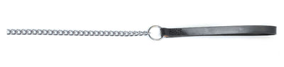 Ancol Heritage Chain Lead With Leather Handle Medium Black 80cm